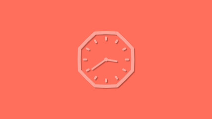 Beautiful 3d 12 hours clock isolated on red background, Clock icon