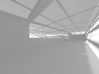 Illuminated corridor interior design. Empty Room Interior Background