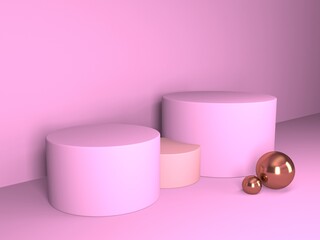 Empty showcase for cosmetic product presentation. Minimal scene