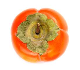 Ripe persimmon is isolated on a white background. Top view.