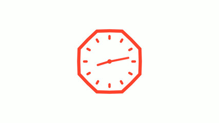 New red color counting down clock icon with trick, 12 hours clock icon