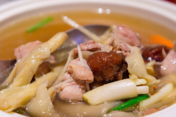 Close up shot of chicken soup