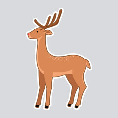 Christmas deer with a red nose. Isolated vector illustration.