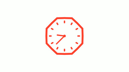 New red color counting down clock icon with trick, 12 hours clock icon