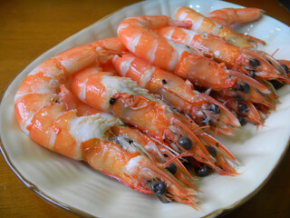 Close up shot of steamed shrimp