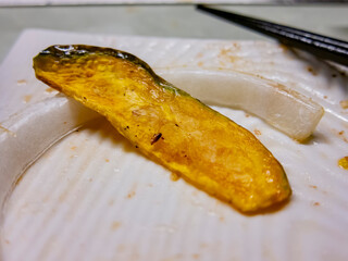 Close up shot of grilled squash