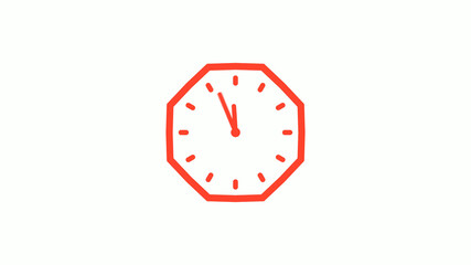 New red color counting down clock icon with trick, 12 hours clock icon