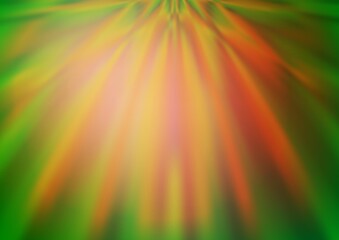 Light Green, Red vector blurred shine abstract template.