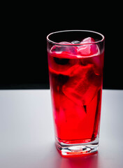 Red juice drink on white background