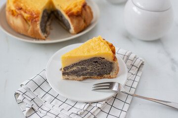 sweet home made Poppy Seed vanilla Cheesecake