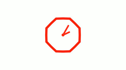 New red color 12 hours counting down clock icon on white background, Red clock icon