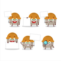 Meat pie cartoon character bring information board