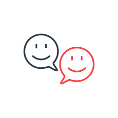 Happy face chat speech bubble symbol. Smile icon. Modern UI website navigation. Stock vector illustration isolated on white background.