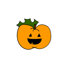Funny character. Cute Halloween orange pumpkin.