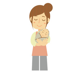 赤ちゃんを抱く母親のイラスト