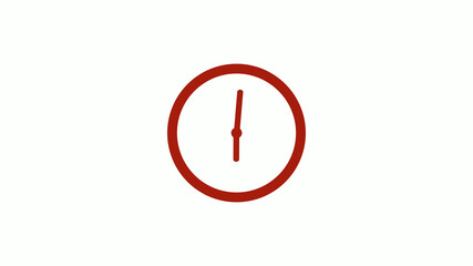 Amazing red color 12 hours counting down clock icon on white background, Clock icon, Circle clock icon