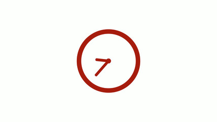 Amazing red color 12 hours counting down clock icon on white background, Clock icon, Circle clock icon