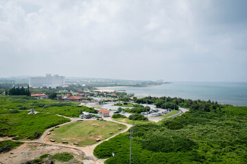 Zanpa skyline view with the shoreline in Naha Okinawa 