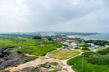 Zanpa skyline view with the shoreline in Naha Okinawa 