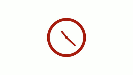 New red color 12 hours clock icon on white background, New red color clock icon