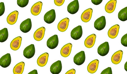 Avocado composition for background design. Tropical fruit styled into patterns for wallpaper