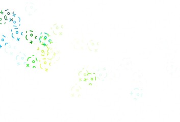 Fototapeta na wymiar Light Green, Yellow vector texture with mathematic symbols.