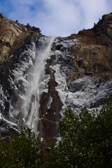 waterfall in the mountains yosemite 