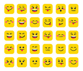 Smiling emoticons for world laughs day.
Design element, template of cheerful emoticons. Isolated, vector illustration.