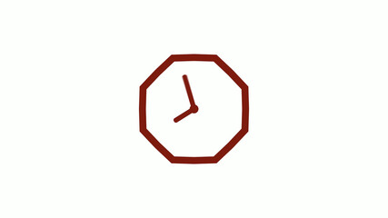 New red dark counting down cock icon on white background, 12 hours clock icon