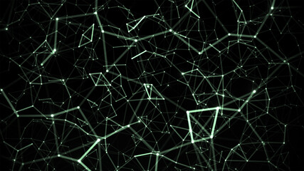 Dark Green Network Abstract Background with Copyspace.  Molecules technology with polygonal shapes