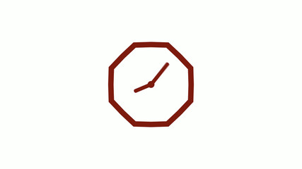 New red dark counting down cock icon on white background, 12 hours clock icon