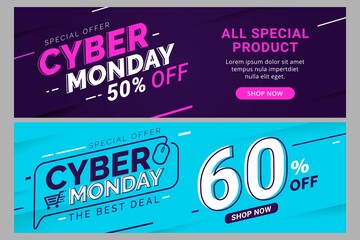 Cyber monday sale banner template digital marketing for business promotion