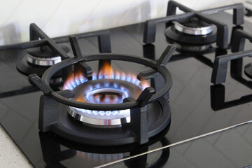Natural gas used to cook food in a kitchen.