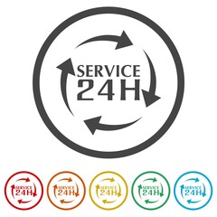24 hour service ring icon, color set