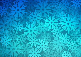 Light BLUE vector template with ice snowflakes.