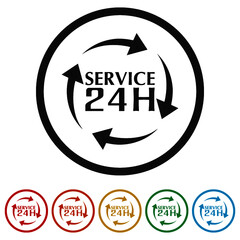 24 hour service ring icon, color set