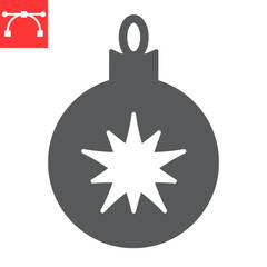 Fototapeta premium Christmas tree ball glyph icon, merry christmas and xmas, christmas bauble sign vector graphics, editable stroke solid icon, eps 10.