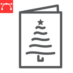 Fototapeta premium Christmas greeting card line icon, merry christmas and invitation, greeting card sign vector graphics, editable stroke linear icon, eps 10.