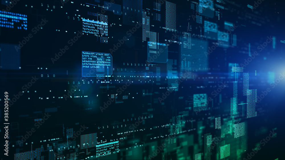 Aufkleber digital cyberspace with particles and digital data network connections. high speed connection and da