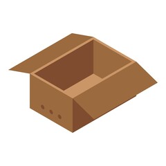 Open box icon. Isometric of open box vector icon for web design isolated on white background