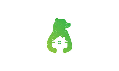 Creative Vector Illustration Logo Design. Bear Hugging Home Concept