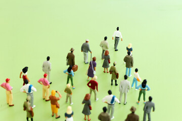 business concept image of people figures over wooden table, human resources and management concept