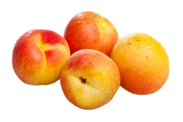 Naklejka na ściany i meble Apricots fruit closeup. Vitamin fruits. Isolated over white background