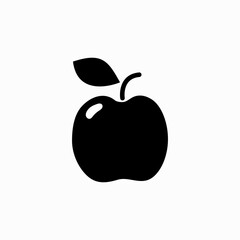 Apple black with leaf silhouette icon logo