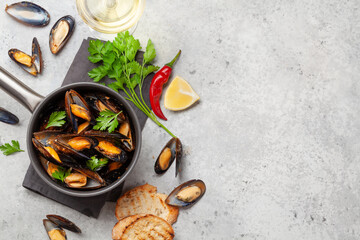 Traditional seafood mussels