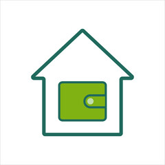 home icon. home icon with wallet . home icon concept for mobile and web design, design element. home icon logo illustration. 