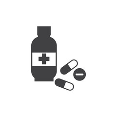 medicine bottle and pill symbol vector
