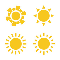 Sun icon set on white background