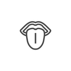 Tongue line symbol isolated on white background