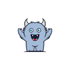 Vector Illustration Of Funny Big Hairy Monster